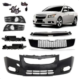 Kit Parachoque Dianteiro Com Grades Cruze 2011 2012 13 2014 Preto