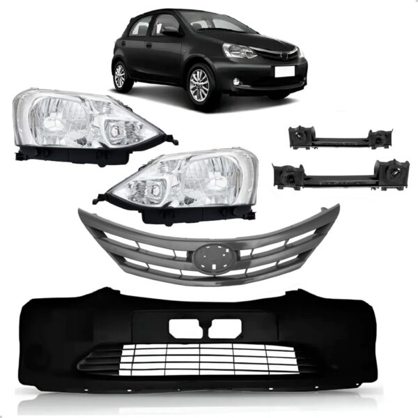 Kit Parachoque Dianteiro Etios 2012 13 14 15 2016 Com Farol Preto