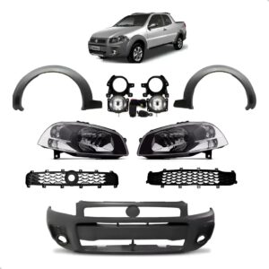 Kit Parachoque Strada Working 2014 2015 2016 2017 2018 2019 Cinza-escuro