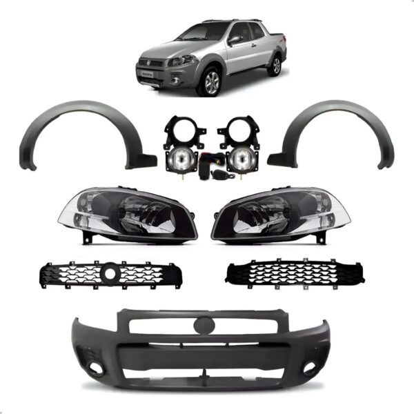 Kit Parachoque Strada Working 2014 2015 2016 2017 2018 2019 Cinza-escuro