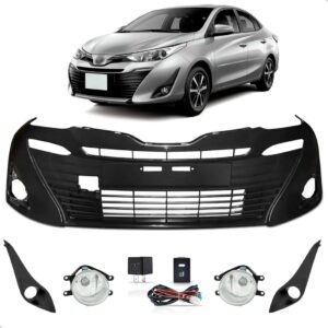 Kit Parachoque Dianteiro E Milha Yaris Sedan 2018 19 A 2022 Preto