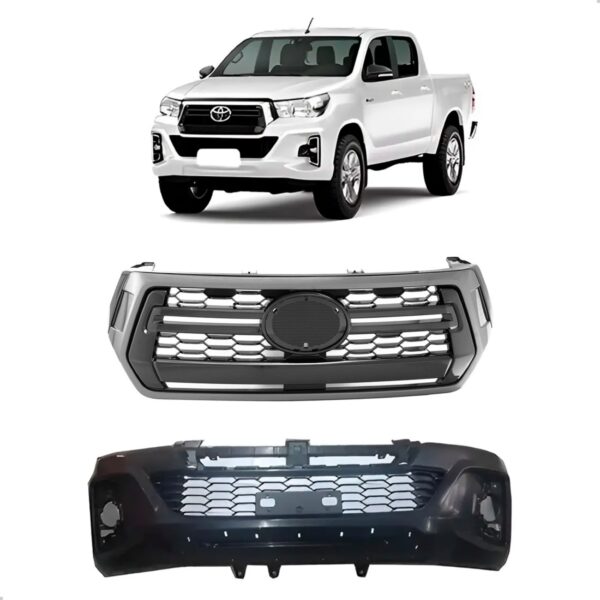 Parachoque Dianteiro + Grade Radiador Hilux Pickup 2019 2020 Preto