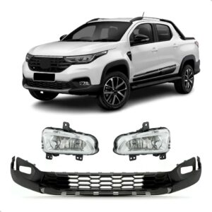 Kit Spoiler Com Furo Moldura E Milhas Strada 2020 2021 2022 Preto