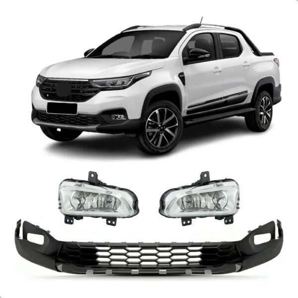 Kit Spoiler Com Furo Moldura E Milhas Strada 2020 2021 2022 Preto