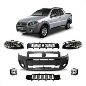 Kit Parachoque Strada Working 2014 2015 2016 2017 Com Farol Preto