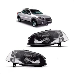 Kit Parachoque Strada Working 2014 2015 2016 2017 Com Farol Preto