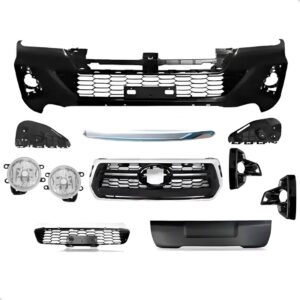 Kit Parachoque Dianteiro E Grade Hilux Pickup 2020 C/f Guia Preto