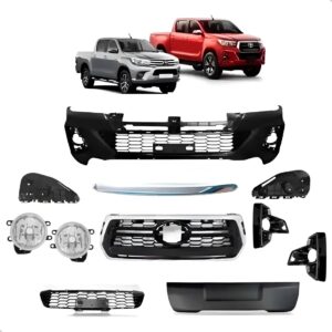 Kit Parachoque Dianteiro E Grade Hilux Pickup 2020 C/f Guia Preto