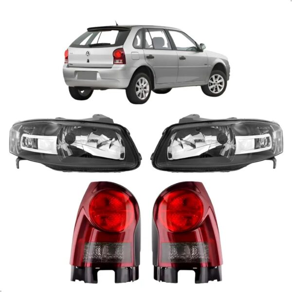 Kit Farol Fumê + Lanterna Fumê Gol G4 2006 2007 2008 A 2013 Ambos Lados Transparente