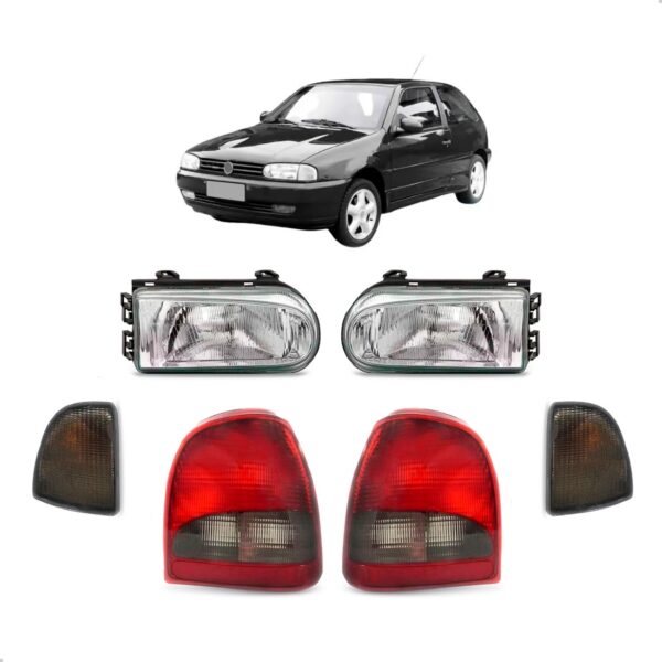 Kit Farol + Lanterna Fumê + Pisca Seta Fumê Gol Bola G2 Ambos Lados