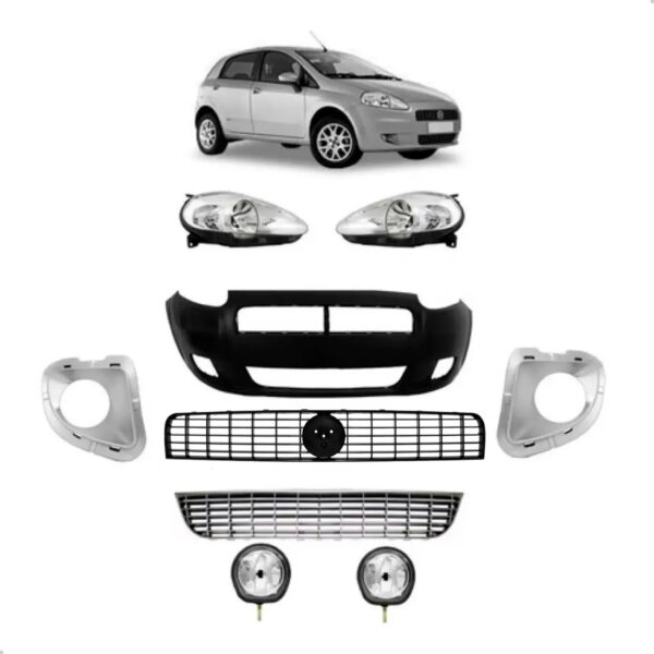Parachoque + Farol Punto 2007 2008 2009 2010 2011 2012 Kit Preto
