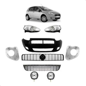 Parachoque + Farol Punto 2007 2008 2009 2010 2011 2012 Kit Preto