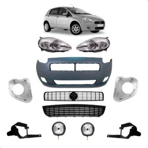 Kit Parachoque Com Farol Punto 2007 2008 2009 2010 2011 2012 Preto