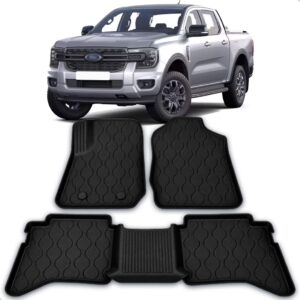 Tapete Bandeja 3d Ranger Cab. Dupla 2013 A 2026 Impermeável Preto