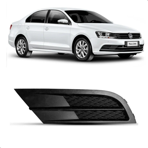 Grade Lateral Milha P/choque Diant Jetta 2015-2017 Sem Furo Preto Esquerdo