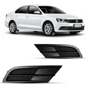 Par De Grade Lat Milha P/choque Diant Jetta 2015/17 Sem Furo Preto Ambos Lados
