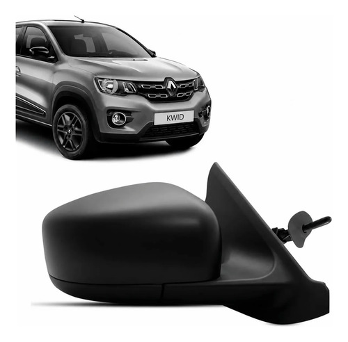 Retrovisor Externo Manual Kwid 2017 A 2027 Preto Texturizado Direito