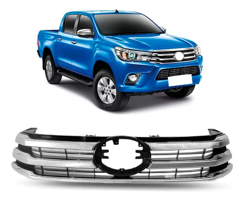 Grade Radiador Hilux Cabine Simples 2016/18 Preto Cromado Prateado