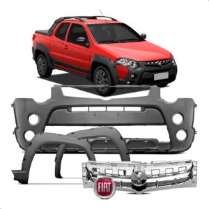 Kit Frente Parachoque Moldura Grade Strada Adventure 2013/15 Preto
