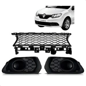 Kit Grades Dianteiras Do Parachoque Sandero 2014 2015 A 2020 Preto Fosco