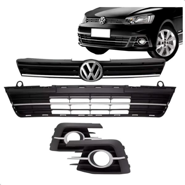 Kit Grade E Moldura Com Furo Gol Voyage G7 16/18 Com Emblema Preto Fosco