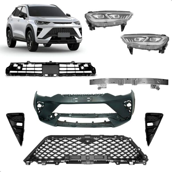 Kit Dianteiro Parachoque Com Grades Haval H6 Gt 2023 A 2026 Preto