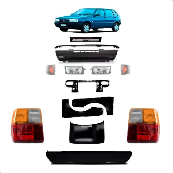 Kit Frente Capo E Parachoques Uno 1985 86 87 88 89 90 A 2004 Preto