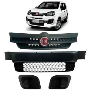 Kit Grades Dianteiras Superior + Inferior Uno 2017 18 A 2022 Preto Fosco