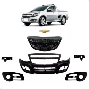 Kit Parachoque Montana 2011 2012 13 A 2019 Com Grade E Guias Preto