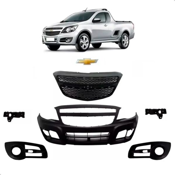 Kit Parachoque Montana 2011 2012 13 A 2019 Com Grade E Guias Preto