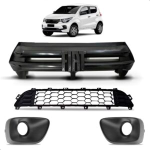 Kit Grades Dianteiras Superior Central Milha Mobi 2021 A 23 Preto Brilhante