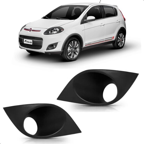 Par Moldura Milha Palio Attractive 2013 A 2017 2018 Com Furo Preto Ambos Lados