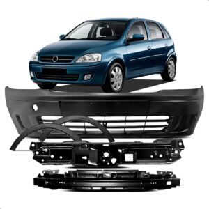 Kit Parachoque Alma + Painel E Molduras Corsa G2 2003 A 2007 Preto