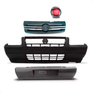 Kit Parachoques Com Grade E Emblema Uno Fiorino 2004 A 2013 Preto