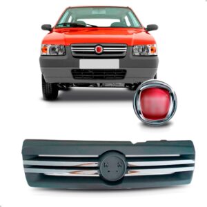 Kit Parachoques Com Grade E Emblema Uno Fiorino 2004 A 2013 Preto