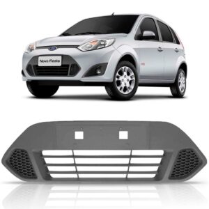 Kit Grade Frontal Com Molduras Milha Fiesta 2011 2012 2013 Preto Fosco