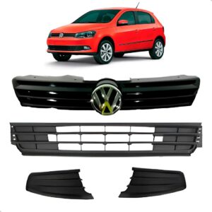 Kit Grades E Molduras Sem Milha Gol Voyage G6 2012 13 A 2015 Preto Brilhante