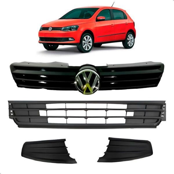 Kit Grades E Molduras Sem Milha Gol Voyage G6 2012 13 A 2015 Preto Brilhante