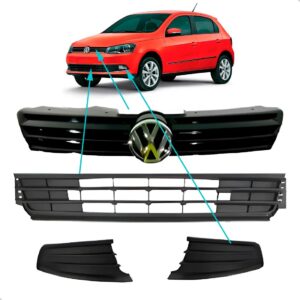 Kit Grades E Molduras Sem Milha Gol Voyage G6 2012 13 A 2015 Preto Brilhante