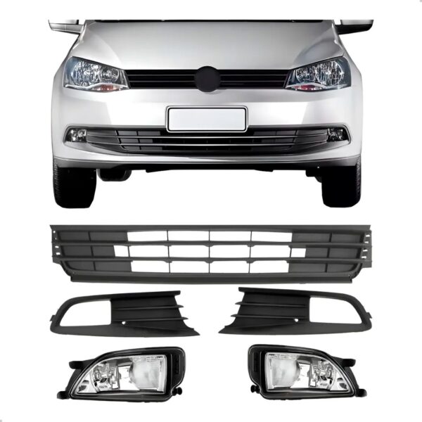 Kit Grades Dianteira Do Parachoque Gol Voyage G6 2013 A 2015 Preto Fosco