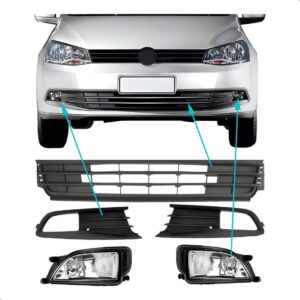 Kit Grades Dianteira Do Parachoque Gol Voyage G6 2013 A 2015 Preto Fosco