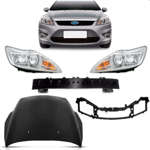 Kit Mini Frente Focus 2009 2010 2011 2012 2013 Capo + Alma + Farol Cromado