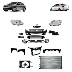 Kit Parachoque Gol Voyage G5 2008 2009 A 2012 Com Radiador Preto