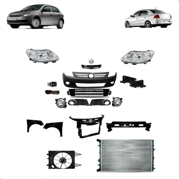Kit Parachoque Gol Voyage G5 2008 2009 A 2012 Com Radiador Preto