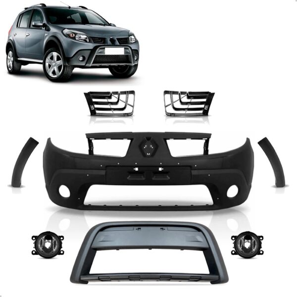 Kit Grade E Parachoque Dianteiro Sandero Stepway 2008 A 2010 Preto