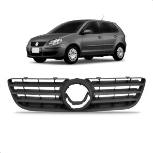 Kit Parachoque + Alma + Grade E Farol Polo 2007 2008 A 2012 Preto