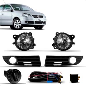 Kit Parachoque + Alma + Grade E Farol Polo 2007 2008 A 2012 Preto