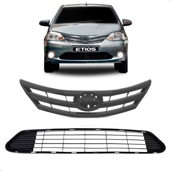 Kit Grades Superior E Inferior Etios 2012 2013 2014 A 2017 Preto Brilhante