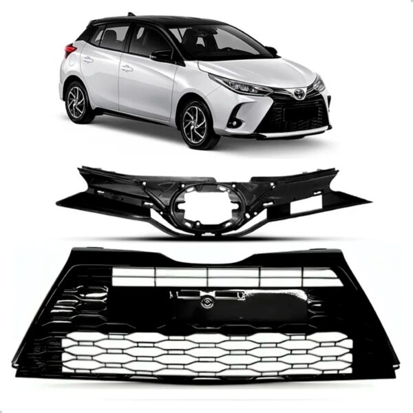 Kit Grade Superior E Inferior Yaris 2023 24 2025 Black Piano Preto Brilhante