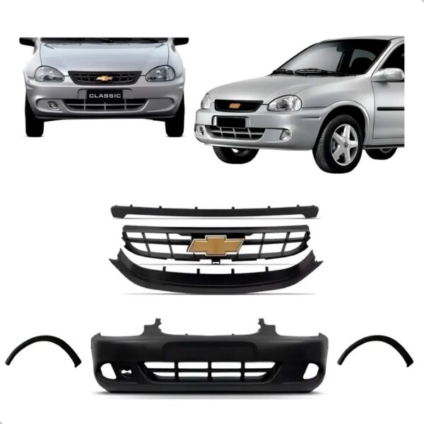 Kit Parachoque Com Molduras Corsa / Classic 2000 2001 A 2003 Preto